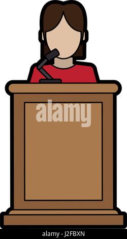 woman speaking on podium icon image  Stock Vector