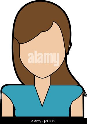 faceless woman with long straight hair portrait icon image  Stock Vector