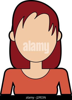 faceless woman with long straight hair portrait icon image  Stock Vector