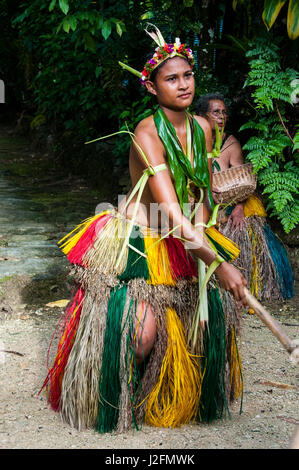 Stick dance from the tribal people of the island of Yap, Micronesia Stock Photo