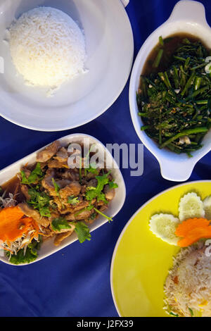 Chicken Curry and Greens on Table at restaurant in Choeng Mon , Ko Samui - Thailand Stock Photo