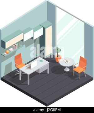 Vector Isometric office with cubicle Stock Vector Image & Art - Alamy