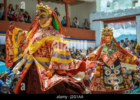 Tibetan masked dancers in Phyang Monastery, Ladakh. Stock Photo