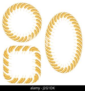 Set of Different Wheat Frames Isolated Stock Vector