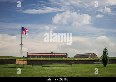 Historic Fort McHenry, birthplace of the Star Spangled Banner, the national anthem of the USA. Stock Photo