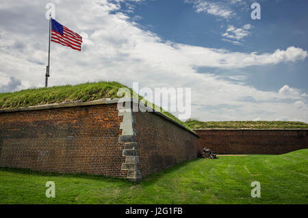 Historic Fort McHenry, birthplace of the Star Spangled Banner, the national anthem of the USA. Stock Photo