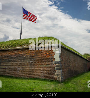 Historic Fort McHenry, birthplace of the Star Spangled Banner, the national anthem of the USA. Stock Photo