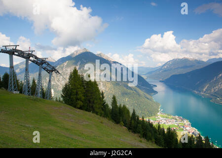 Mountain view from the top - Alpbach valley, Ski resort in Austria Stock Photo