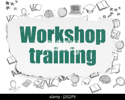 Studying concept: Workshop Training on Torn Paper background Stock Photo