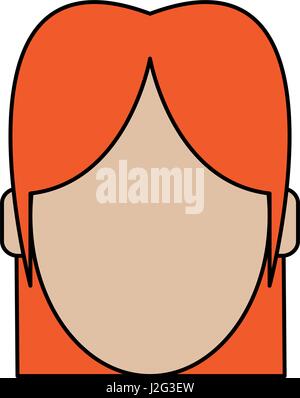 colorful silhouette faceless front view woman with straight short hair Stock Vector