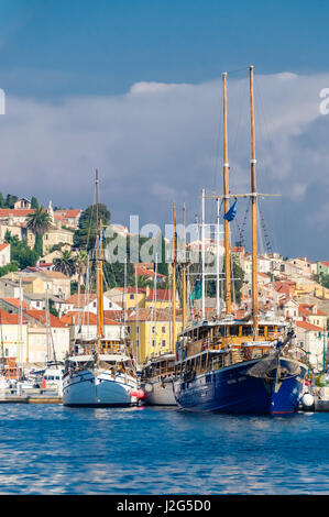 Mali Losinj, Croatia - Spetember 14, 2016: City and harbor Mali Losinj, island of Losinj, Croatia is famous for its mild Mediterranean climate Stock Photo