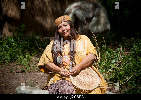 Chumash native American woman dressed in traditional regalia, at the ...