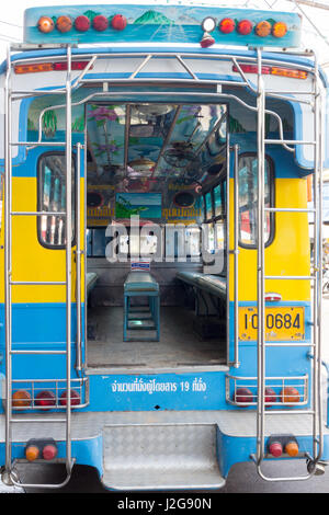 View into a typical Phuket bus in Old Phuket Town, Thailand Stock Photo