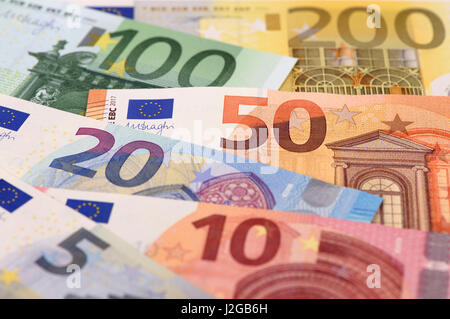 Euro banknotes and currency of Europe Stock Photo