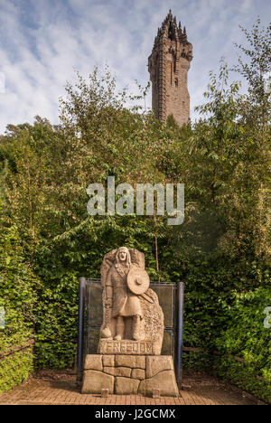 Willam Wallace monument Stirling with Braveheart statue. Stock Photo