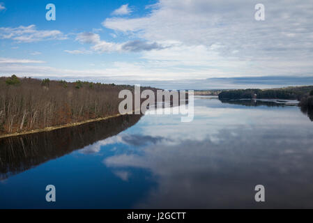 USA, Maine, Richmond, elevated view of the Kennebec River Stock Photo