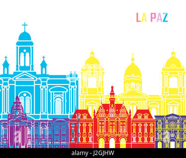La Paz skyline pop in editable vector file Stock Photo