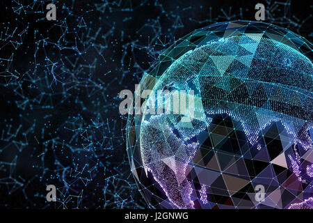 Abstract network data connection technology. Digital background. 3d illustration Stock Photo
