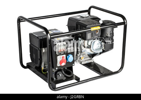 Big electric AC generator isolated on white Stock Photo