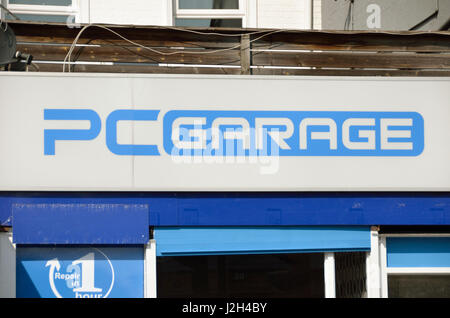PC Garage sign above a shop. Stock Photo