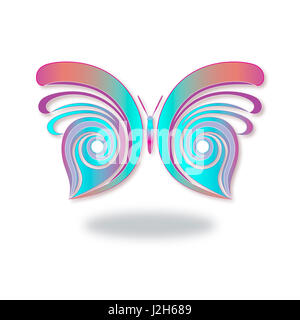 butterfly logo with gradient color and blue violet colors Stock Photo