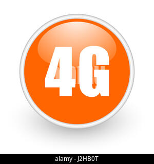 4g modern design glossy orange web icon on white background. Stock Photo