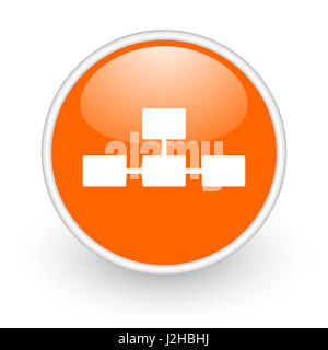 Database modern design glossy orange web icon on white background. Stock Photo