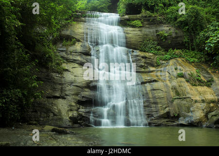 Khoiyachora multisteps waterfalls at Mirsharai Upazila in Chittagong, Bangladesh. Stock Photo