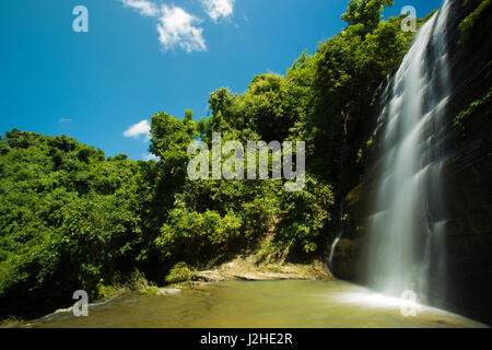 Khoiyachora multisteps waterfalls at Mirsharai Upazila in Chittagong, Bangladesh. Stock Photo