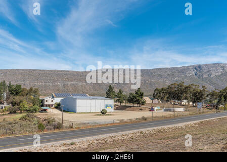 BARRYDALE, SOUTH AFRICA - MARCH 25, 2017: A fruit packing warehouse on the scenic Route 62 between Barrydale and Montagu in the Western Cape Province Stock Photo