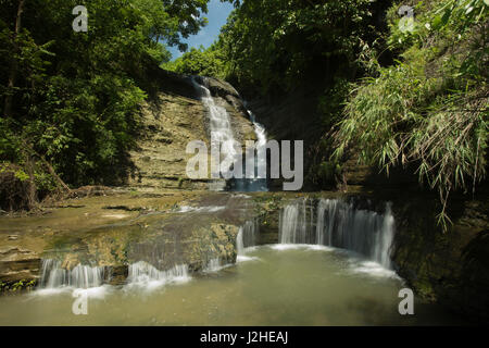 Khoiyachora multisteps waterfalls at Mirsharai Upazila in Chittagong, Bangladesh. Stock Photo