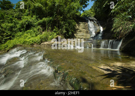 Khoiyachora multisteps waterfalls at Mirsharai Upazila in Chittagong, Bangladesh. Stock Photo