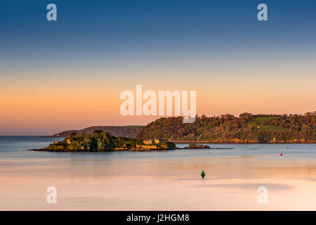 Drake's Island is a 6.5 acre island lying in Plymouth Sound, the stretch of water south of the city of Plymouth, Devon, England. Stock Photo