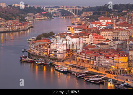 Douro river and the historic centre of Ribeira, Porto, Unesco World Heritage, Portugal, Europe Stock Photo