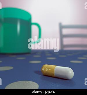 Stimulant drug such as methylphenidate, used for treating attention deficit hyperactivity disorder in children. Computer artwork. Stock Photo