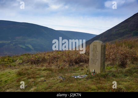 Memorial stone dedicated to airmen who died in crashes at Landgen and Sykes Fell during the Second World War, Dunsop Bridge, Lancashire. Stock Photo