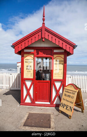 The famous water-powered funicular cliff lift at Saltburn by the Sea,England,UK Stock Photo