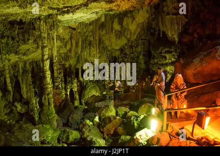 Psychro Cave is an ancient Minoan sacred cave in Lasithi plateau in the Lasithi district of eastern Crete, Greece. The Dictaean cave is famous in Gree Stock Photo