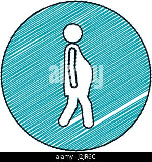 color pencil drawing circular frame with pictogram woman pregnant walking Stock Vector