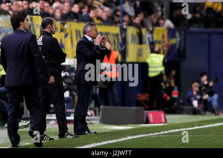 Head coach of Villarreal CF Fran Escriba during the Spanish La Liga Santander soccer match between Villarreal CF and Real Sporting de Gijon  at  La Ceramica  Stadium on  April 28, 2017. Stock Photo