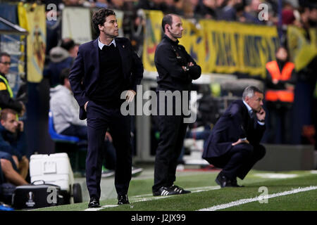 Head coach of Real Sporting de Gijon Joan Francesc Ferrer Sicilia, Rubi during the Spanish La Liga Santander soccer match between Villarreal CF and Real Sporting de Gijon  at  La Ceramica  Stadium on  April 28, 2017. Stock Photo