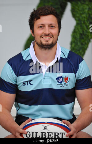 London, UK. 29th Apr, 2017. Rory Trinman holding the ball as the team gathers for a group shot prior to their match against the Oxbridge Under 23, Twickenham Stadium, London, UK. Credit: Michael Preston/Alamy Live News Stock Photo