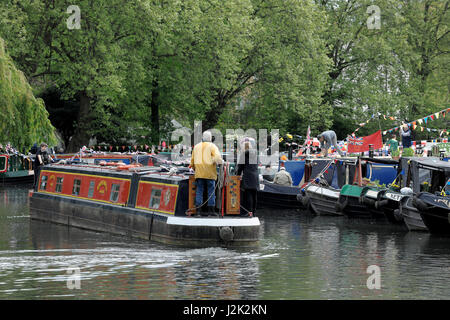 London, UK. 29th Apr, 2017. IWA Canalway Cavalcade is London's biggest, brightest and best waterways festival. This unique waterway boat gathering is organised by IWA volunteers, and has been taking place at Little Venice since 1983. Held over the May Bank Holiday weekend. 29th April 2017 Credit: MARTIN DALTON/Alamy Live News Stock Photo