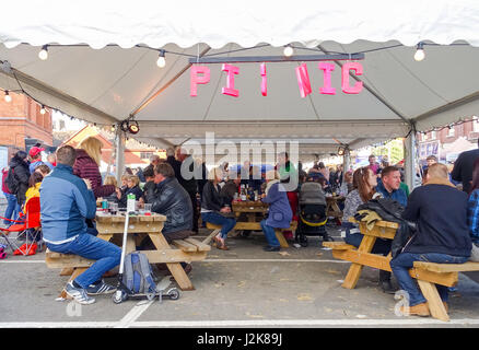 Penarth, UK. 10th March, 2015. People enjoying the Picnic Food Festival in Penarth Credit: TinasDreamworld/Alamy Live News Stock Photo