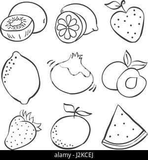 Hand draw fruits of doodles Stock Vector