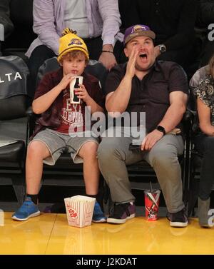 Celebrities at the Lakers game. The Washington Wizards defeated the Los