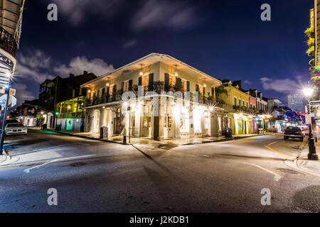 Downtown French Quarters New Orleans, Louisiana at Night Stock Photo