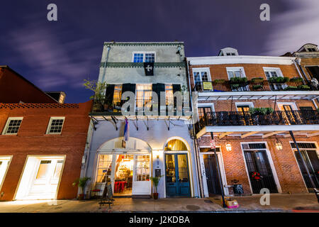 Downtown French Quarters New Orleans, Louisiana at Night Stock Photo