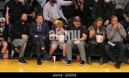 Celebrities at the Lakers game. The Washington Wizards defeated the Los