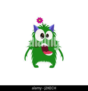 Scary Cool Monster Avatar - Animated Cartoon Character in Flat Vector Stock Photo